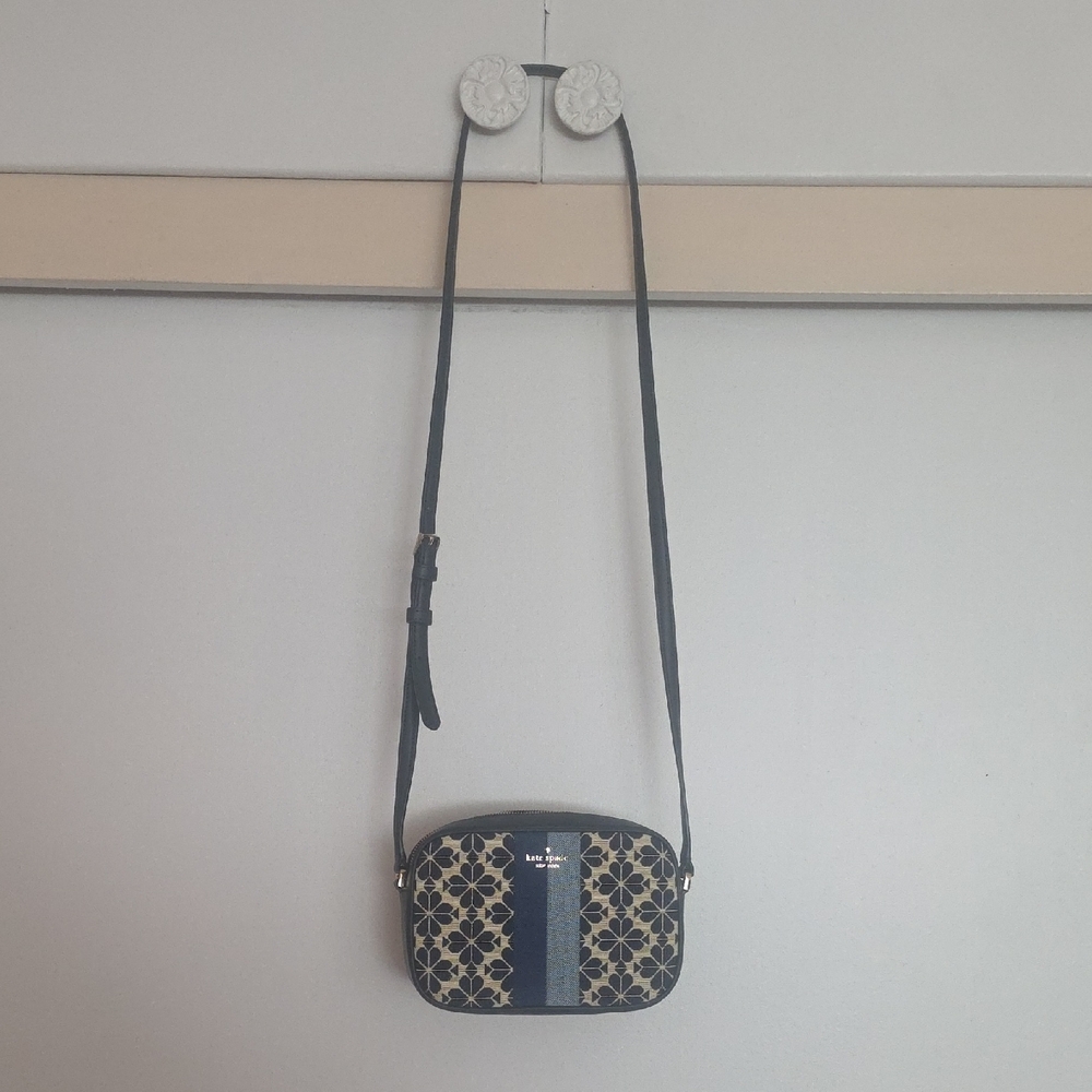 Kate Spade Navy and Gold Patterned Crossbody Bag